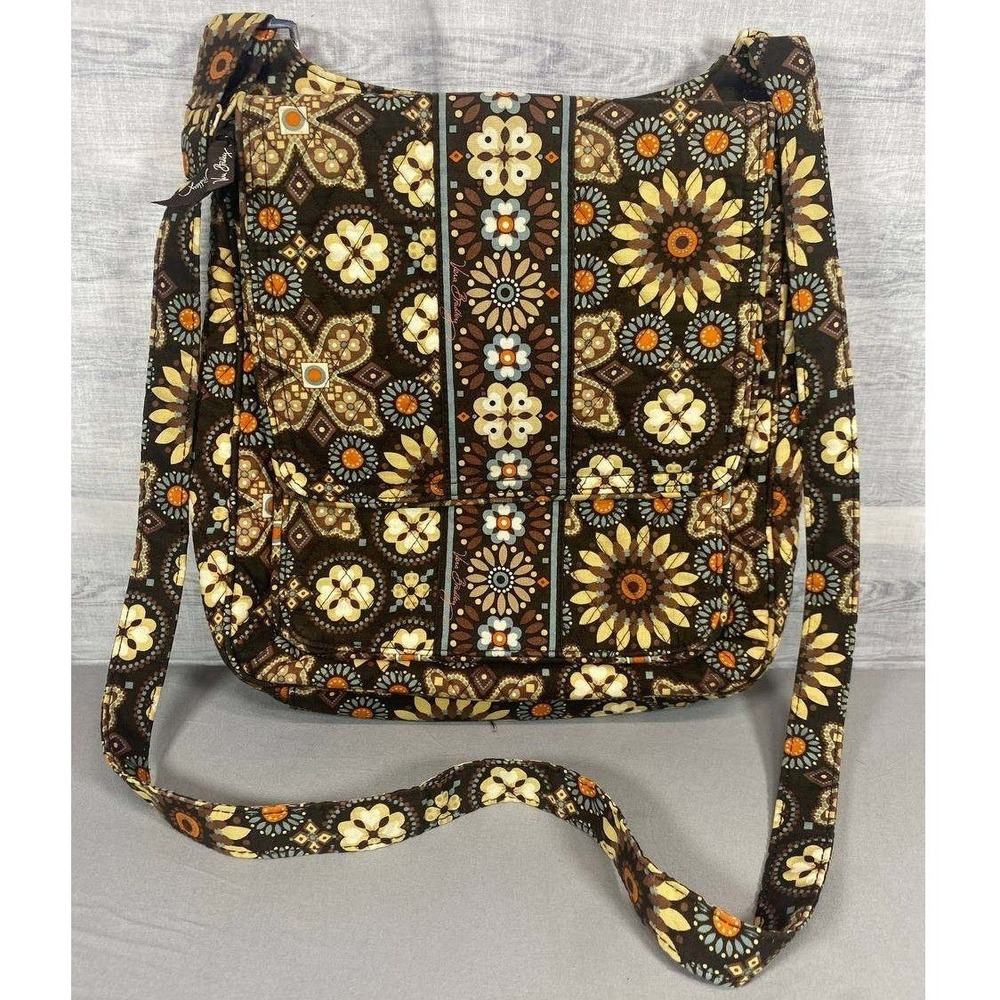 Vera Bradley Mailbag Women Medium Brown‎ Floral Quilted Cotton Crossbody Purse